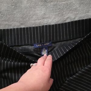 Lark + Grey Black Pinstripe Boot Cut Pants